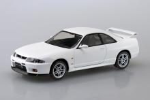 Aoshima Bunka Kyozai 1/32 Scale Rakupla Snap Kit No. 21-WH Nissan R33 Skyline GT-R White Pre-Colored Plastic Model Kit (Automobile)