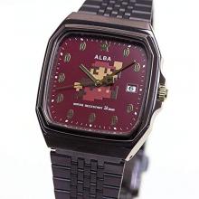 SEIKO ALBA Super Mario Collaboration Model Square NES Design Bordeaux Dial Reinforced Waterproof for Daily Life (10 ATM) ACCK420 Brown