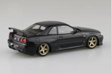 Aoshima Bunka Kyozai (AOSHIMA) Rakupla Snap Kit No. 12CU-BP Nissan R34 Skyline GT-R Custom Wheels (Black Pearl) 1/32 Scale Pre-Colored Plastic Model Kit