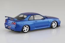 Aoshima Bunka Kyozai (AOSHIMA) Rakupla Snap Kit No. 12CU-BB Nissan R34 Skyline GT-R Custom Wheels (Bayside Blue) 1/32 Scale Pre-Colored Plastic Model Kit