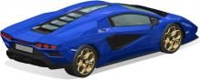 Aoshima Bunka Kyozaisha 1/32 The Snap Kit Series Lamborghini Countach LPI 800-4 Metallic Blue Color-coded Plastic Model 19-F