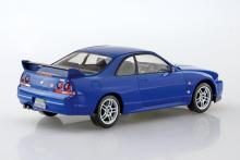 Aoshima Bunka Kyozai 1/32 Scale Rakupla Snap Kit No. 21-BE Nissan R33 Skyline GT-R Blue Pre-Colored Plastic Model Kit (Automobile)