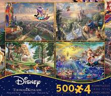 Supervised by Thomas Kinkade Disney Dream 4 Patterns Enjoy Jigsaw Puzzle The Little Mermaid / Beauty and the Beast / Aladdin / Winnie the Pooh
