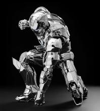 Threezero Marvel Studios The Infinity Saga DLX Iron Man Mark 2 (Chrome Edition) 1/12 Scale ABS, PVC, Zinc Alloy, and Other Metal Painted Action Figure