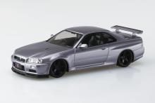 Aoshima Bunka Kyozai (AOSHIMA) Rakupla Snap Kit No. 12CU-AS Nissan R34 Skyline GT-R Custom Wheels (Athlete Silver) 1/32 Scale Pre-Colored Plastic Model Kit