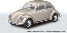 Aoshima Bunka Kyozai 1/32 Scale Rakupla Snap Kit No. 20-LB Volkswagen Beetle Light Beige Pre-Colored Plastic Model Kit (Car)