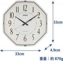 CASIO Wall Clock Radio White Diameter 33cm Analog Octagonal IQ-1007J-7JF