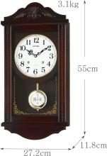 RHYTHM Pillar Wall Clock Analog Pendulum Electronic Chime Wood Brown (Semi-Gloss Finish) Atashman R 4MJA01RH06