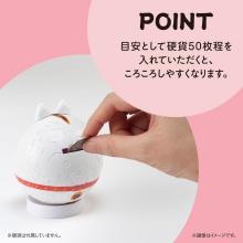 Puzzle Rolling Maneki-neko, White 60-Piece Jigsaw Puzzle, (Approx. 7.6cm Diameter), 2003-527, No Glue Required, Includes Piece Request Postcard, Instruction Manual, Base, and Ear Parts