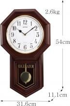 RHYTHM Pillar Wall Clock Analog Pendulum Electronic Chime Wood Brown (Semi-Gloss Finish) Bengler R 4MJA03RH06