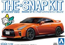 AOSHIMA 1/32 The Snap Kit Series Nissan GT-R Ultimate Shiny Orange Color-coded Plastic Model 07-A