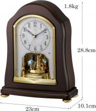 RHYTHM Radio Clock Table Clock RHG-S53 Crystal Rotating Decoration Wooden Frame 4RY688HG06