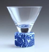 Arita Ware Romantic Glass SAKE GLASS Square Paisley HT-19-8
