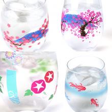 Glass that changes color with temperature, cool feeling, 500ml, goldfish, boxed, made in Japan