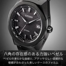 CITIZEN Attesa Watch Light-Powered Eco-Drive Radio-Controlled Waterproof Black Octagonal Bezel Black Titanium Series CB3045-61E Men's Black