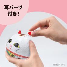 Puzzle Rolling Maneki-neko, White 60-Piece Jigsaw Puzzle, (Approx. 7.6cm Diameter), 2003-527, No Glue Required, Includes Piece Request Postcard, Instruction Manual, Base, and Ear Parts