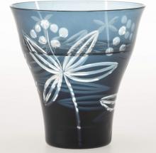 Toyo Sasaki Glass Tumbler Blue 350ml Kiriko Kinuta Grass HG109-51BG