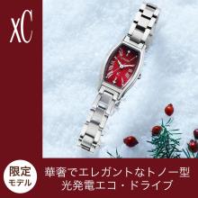 CITIZEN xC Watch Tonneau Shape Diamond Sapphire Crystal EW5541-50W Women's Silver Red