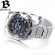 SEIKO BRIGHTZ 20th Anniversary Limited Model Solar Radio Titanium World Time Notation "B" Mark Needle / Crown SAGZ107 Men's Silver