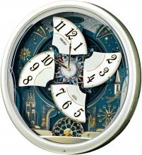 SEIKO Clock Wall Clock Radio Analog Karakuri 6 Songs Melody Rotating Decoration Light Gold Pearl RE561H SEIKO