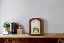 RHYTHM Citizen Table Clock Radio Clock Wooden Frame Rotating Decoration Brown 25.1x24.2x10.5cm CITIZEN 4RY702-N06