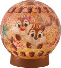 Disney Twinkle Magic/Chip 'n' Dale 61-Piece 3D Spherical Puzzle Lumi Orb (7.6x7.6x7.4cm) 2003-525 Includes a piece request postcard, rechargeable LED unit, charging cord, base, and instruction manual