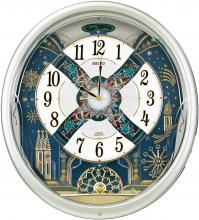SEIKO Clock Wall Clock Radio Analog Karakuri 6 Songs Melody Rotating Decoration Light Gold Pearl RE561H SEIKO