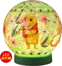 Disney Twinkle Magic/Winnie the Pooh 61-Piece 3D Spherical Puzzle Lumi Orb (7.6x7.6x7.4cm) 2003-524 Includes a piece request postcard, rechargeable LED unit, charging cord, base, and instruction manual