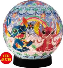 Disney Twinkle Magic/Stitch 61-Piece 3D Spherical Puzzle Lumi Orb (7.6x7.6x7.4cm) 2003-523 Includes a piece request postcard, rechargeable LED unit, charging cord, base, and instruction manual
