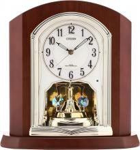 RHYTHM Citizen Table Clock Radio Clock Wooden Frame Rotating Decoration Brown 25.1x24.2x10.5cm CITIZEN 4RY702-N06