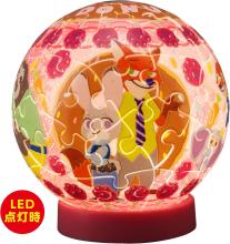 Disney Twinkle Magic/Zootopia 61-Piece 3D Spherical Puzzle Lumi Orb (7.6x7.6x7.4cm) 2003-520 Includes a piece request postcard, rechargeable LED unit, charging cord, base, and instruction manual