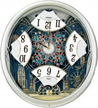 SEIKO Clock Wall Clock Radio Analog Karakuri 6 Songs Melody Rotating Decoration Light Gold Pearl RE561H SEIKO