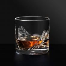 WHISKEY GLASS SET OF 4: Heavy whiskey tumbler. Great for old glasses and scotch, bourbon and bar drinks. Gorgeous mountain design. Barware accessories with thick, heavy bottoms.