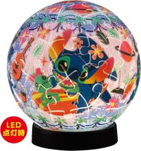 Disney Twinkle Magic/Stitch 61-Piece 3D Spherical Puzzle Lumi Orb (7.6x7.6x7.4cm) 2003-523 Includes a piece request postcard, rechargeable LED unit, charging cord, base, and instruction manual