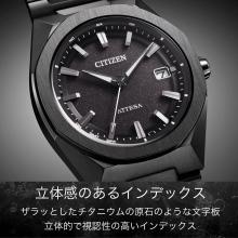 CITIZEN Attesa Watch Light-Powered Eco-Drive Radio-Controlled Waterproof Black Octagonal Bezel Black Titanium Series CB3045-61E Men's Black