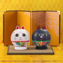 Puzzle Rolling Maneki-neko, White 60-Piece Jigsaw Puzzle, (Approx. 7.6cm Diameter), 2003-527, No Glue Required, Includes Piece Request Postcard, Instruction Manual, Base, and Ear Parts