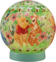 Disney Twinkle Magic/Winnie the Pooh 61-Piece 3D Spherical Puzzle Lumi Orb (7.6x7.6x7.4cm) 2003-524 Includes a piece request postcard, rechargeable LED unit, charging cord, base, and instruction manual