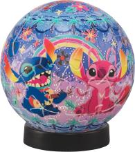 Disney Twinkle Magic/Stitch 61-Piece 3D Spherical Puzzle Lumi Orb (7.6x7.6x7.4cm) 2003-523 Includes a piece request postcard, rechargeable LED unit, charging cord, base, and instruction manual