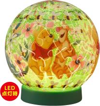 Disney Twinkle Magic/Winnie the Pooh 61-Piece 3D Spherical Puzzle Lumi Orb (7.6x7.6x7.4cm) 2003-524 Includes a piece request postcard, rechargeable LED unit, charging cord, base, and instruction manual