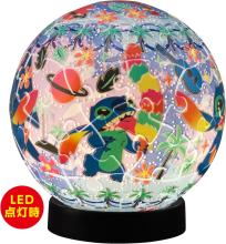 Disney Twinkle Magic/Stitch 61-Piece 3D Spherical Puzzle Lumi Orb (7.6x7.6x7.4cm) 2003-523 Includes a piece request postcard, rechargeable LED unit, charging cord, base, and instruction manual