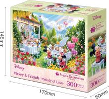 EPOCH 300-Piece Jigsaw Puzzle, Disney Mickey & Friends -Melody of Love- (26x38cm) 73-410s, Decorative Collage, with Glue, Spatula, and Decorative Stickers