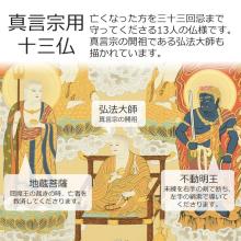 Hanging scroll of Thirteen Buddhas, Mantra by Kazuto Okuda, 4 shaku (120cm tall) for Obon, Bon festival, Bon altar, Bon lantern, lantern, New Obon, First Obon, offering. 