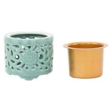 Celadon incense burner, Otani-sect, East style, openwork, Buddhist altar accessory 