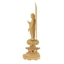 Jodo sect Buddhist wood carving, standing Amida, boxwood 