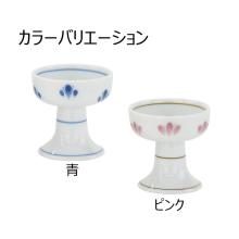 Buddhist rice bowl for offerings, pink and blue. 