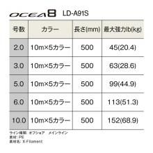PE line for lure fishing SHIMANO LD-A91S Osea 8 500m 10.0 size 5 colors