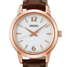 Seiko Selection Pair Solar Limited Model STPX090 Ladies Watch Brown Leather Band